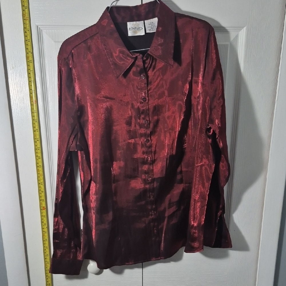 😺 2 for$12 Or 3 for$15 😺 ILIA Satin Button Down Shirt in Deep Red